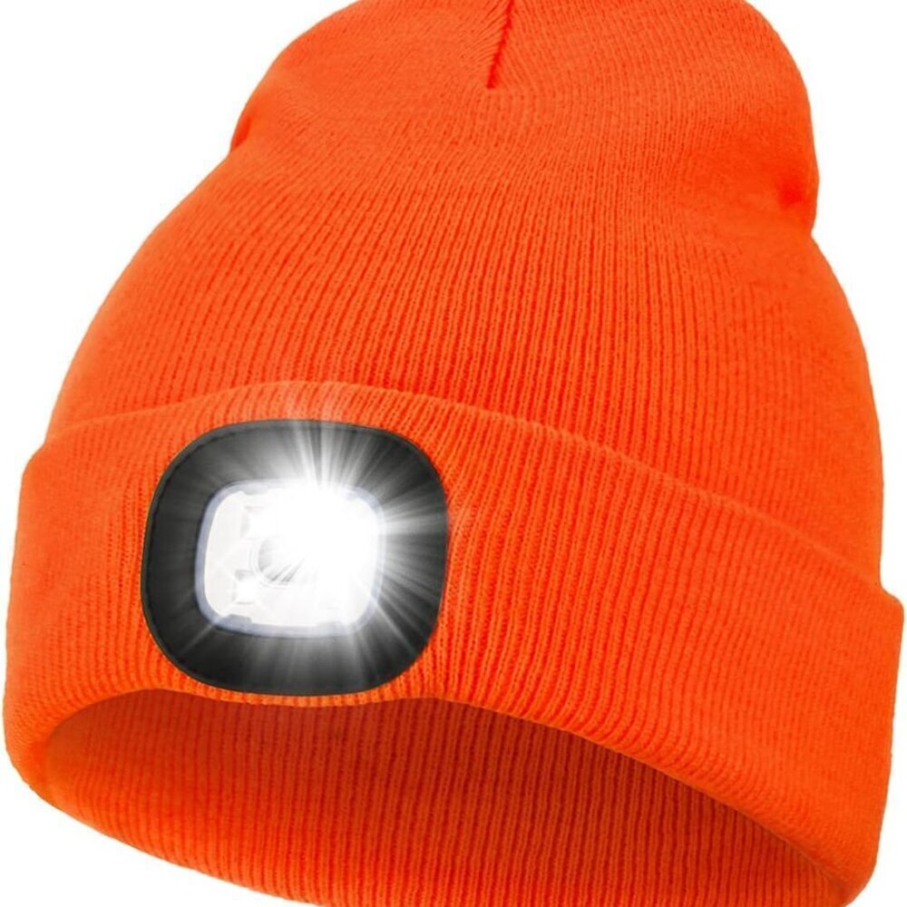 Unisex LED Beanie Hat Soft Acrylic Warm Headlamp Winter Gift for Men Women - Picture 1 of 6